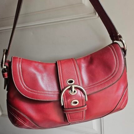 Y2K Vintage Coach Dark Red Soho Buckle Flap Shoulder Purse 🍒✨💕
