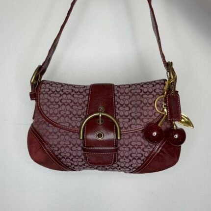 Vintage Y2K Coach Mini Soho Canvas and Suede Burgundy Bag 🍒✨💕