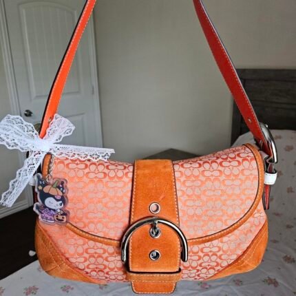 Vintage Coach Mini Soho Buckle Flap Orange Shoulder Purse🍒✨💕