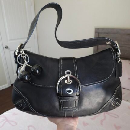 Coach Y2K Soho Black Buckle Flap Shoulder Bag Purse 🍒✨💕